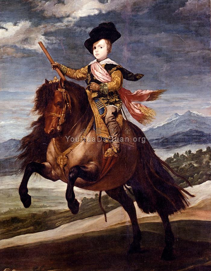 Prince Balthasar Carlos on horseback - 迭戈·罗德里格斯·德·席尔瓦·委拉斯贵支